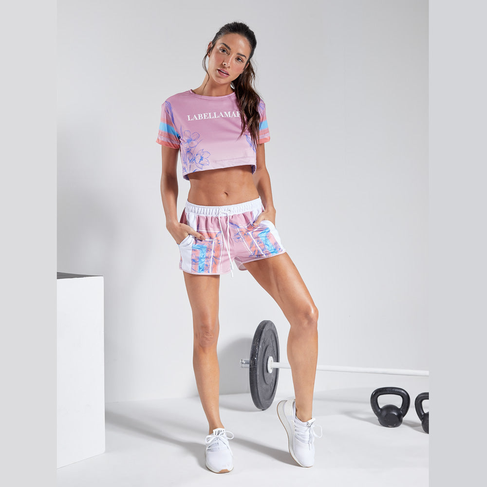 Adidas floral crop sales top and shorts